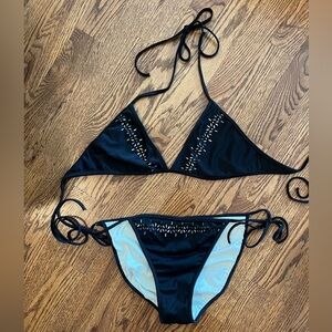 JCrew cutout string bikini black M